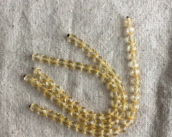 Fire Polished Czech Glass Faceted Round Beads, Yellow (25 Strand)