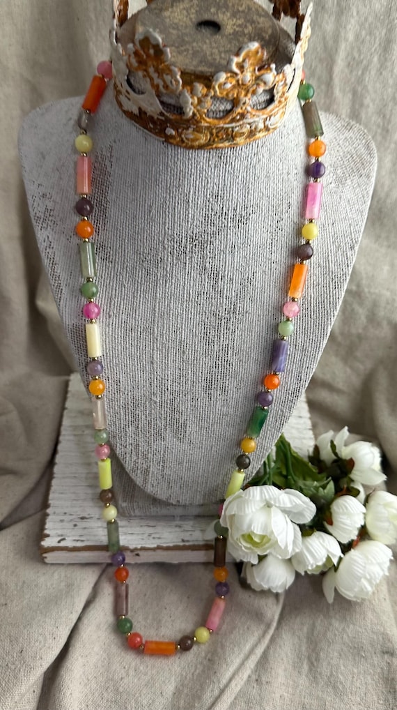 Vintage Colorful Plastic Bead Necklace
