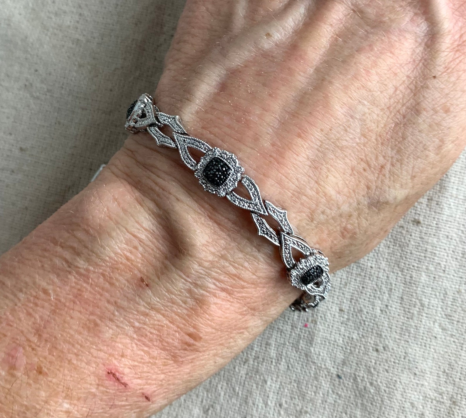 SUN BR Brass Plated Rhodium Bracelet 7 1/2 long x 10 Etsy