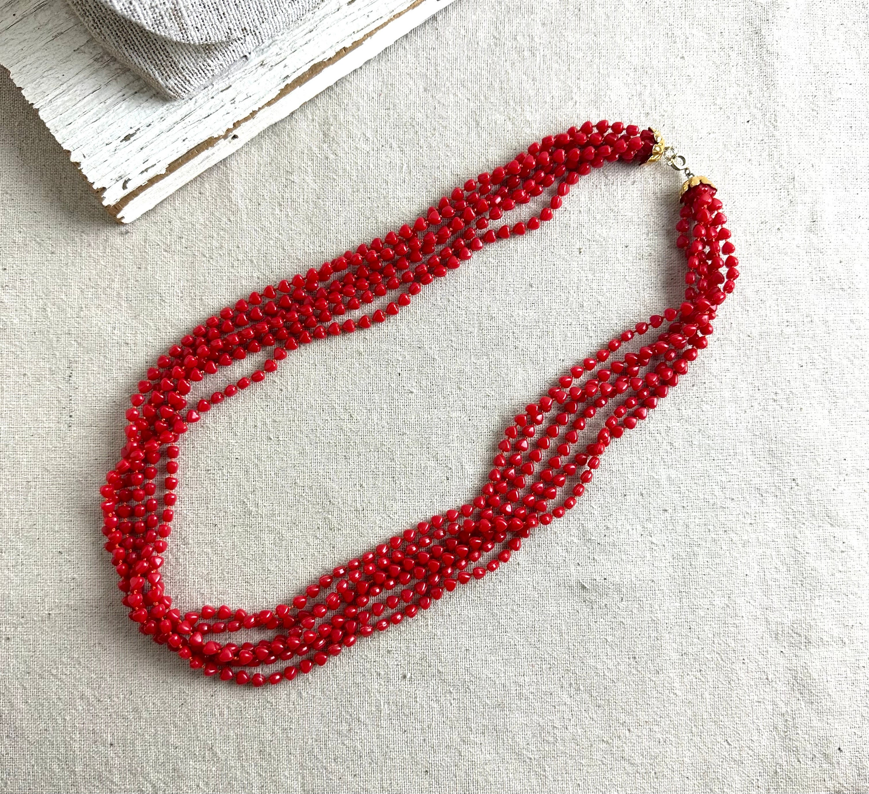 Vintage Multi Strand Fused Plastic Bead Necklace, 22