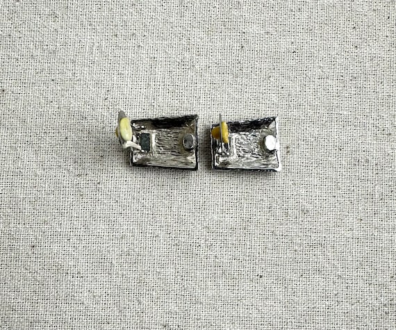 Clip on Earrings with Black Inlay, 7/8" x 3/4", s… - image 2