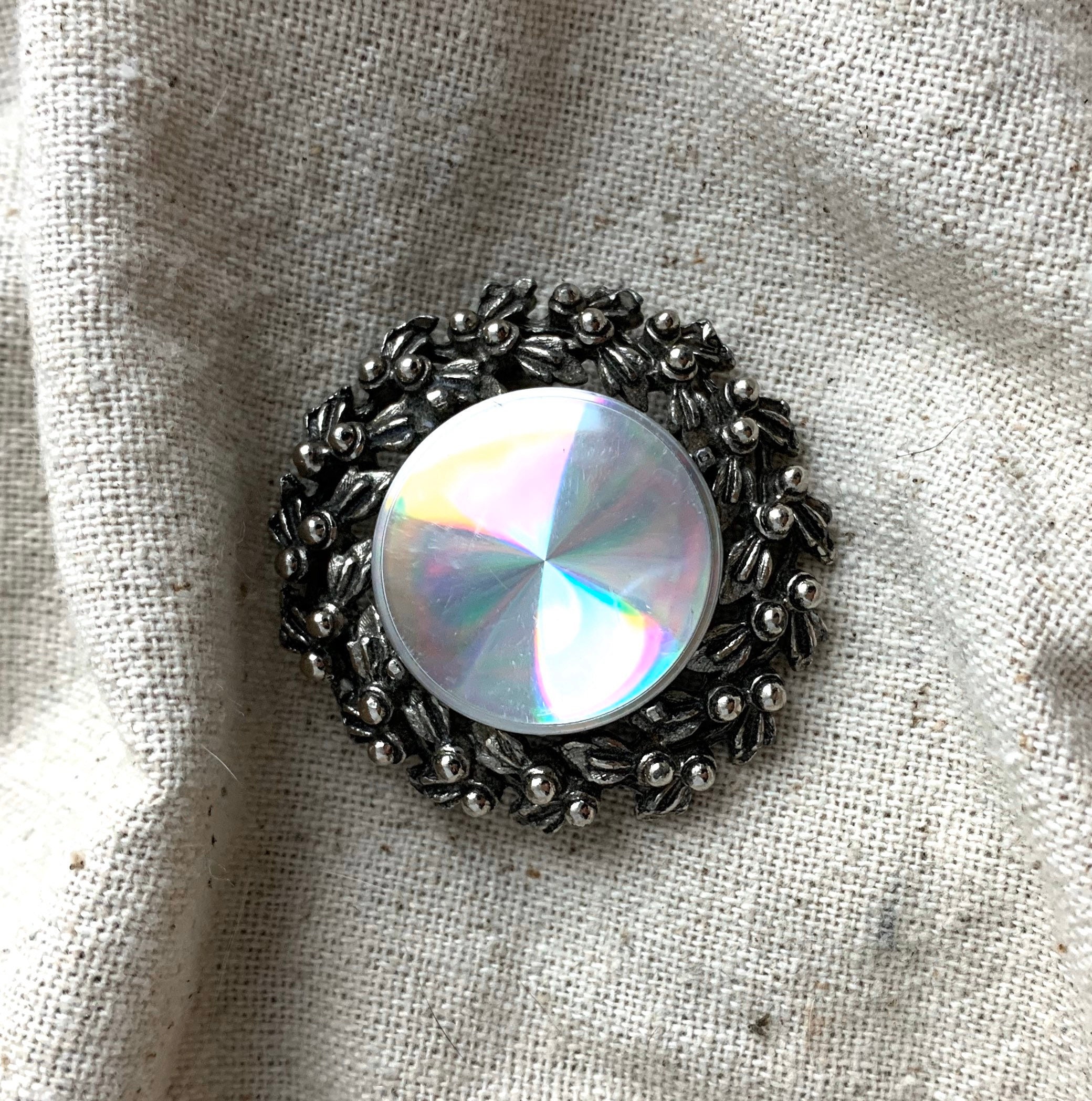 Jewelarama Vintage Holographic Refraction Disc Brooch, 1 3/4