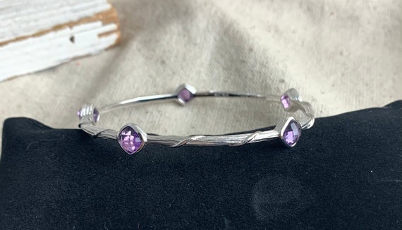 Set of 2 Amethyst Ametrine Bracelets with Sterling Silver Spacers and Toggle Clasp