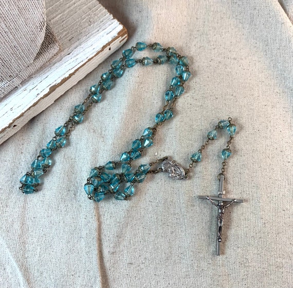 Rosary Making Kit Glass Bead Rosary Supplies Beads Jewelry Making Metallic  Blue