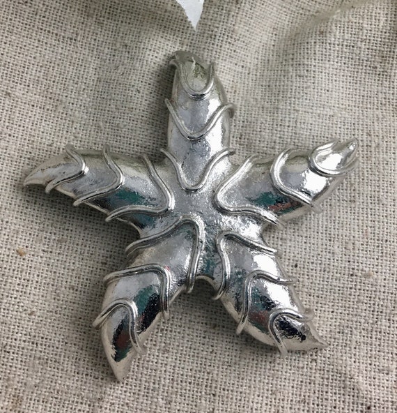 Coro Starfish Brooch, vintage 1950, silver tone, h