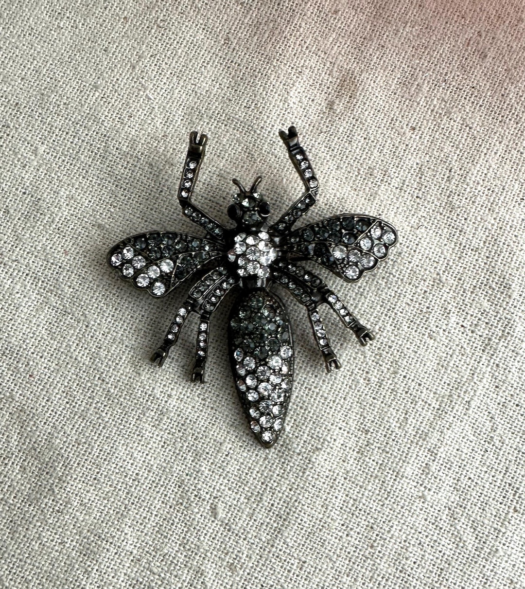 Rhinestone Insect Brooch, 2 1/4