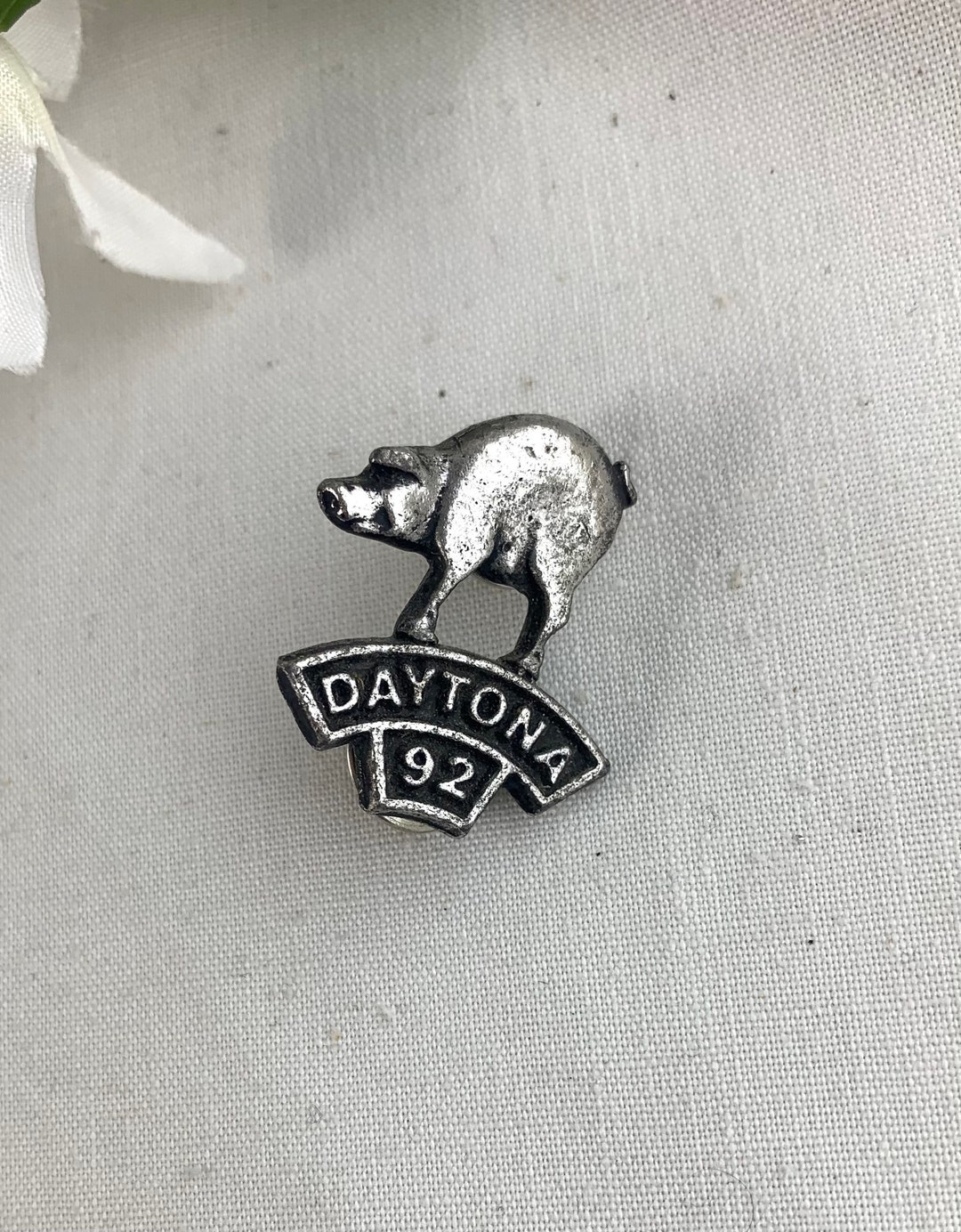 Daytona Hog Rally Lapel Pin 1 1/8 X 1 Silver Etsy