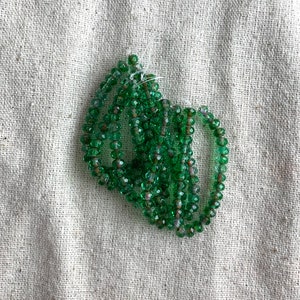 Czech Glass Faceted Rondelle Beads in Green and Blue with Red, 5 mm, 1 mm hole, 30 beads per strand