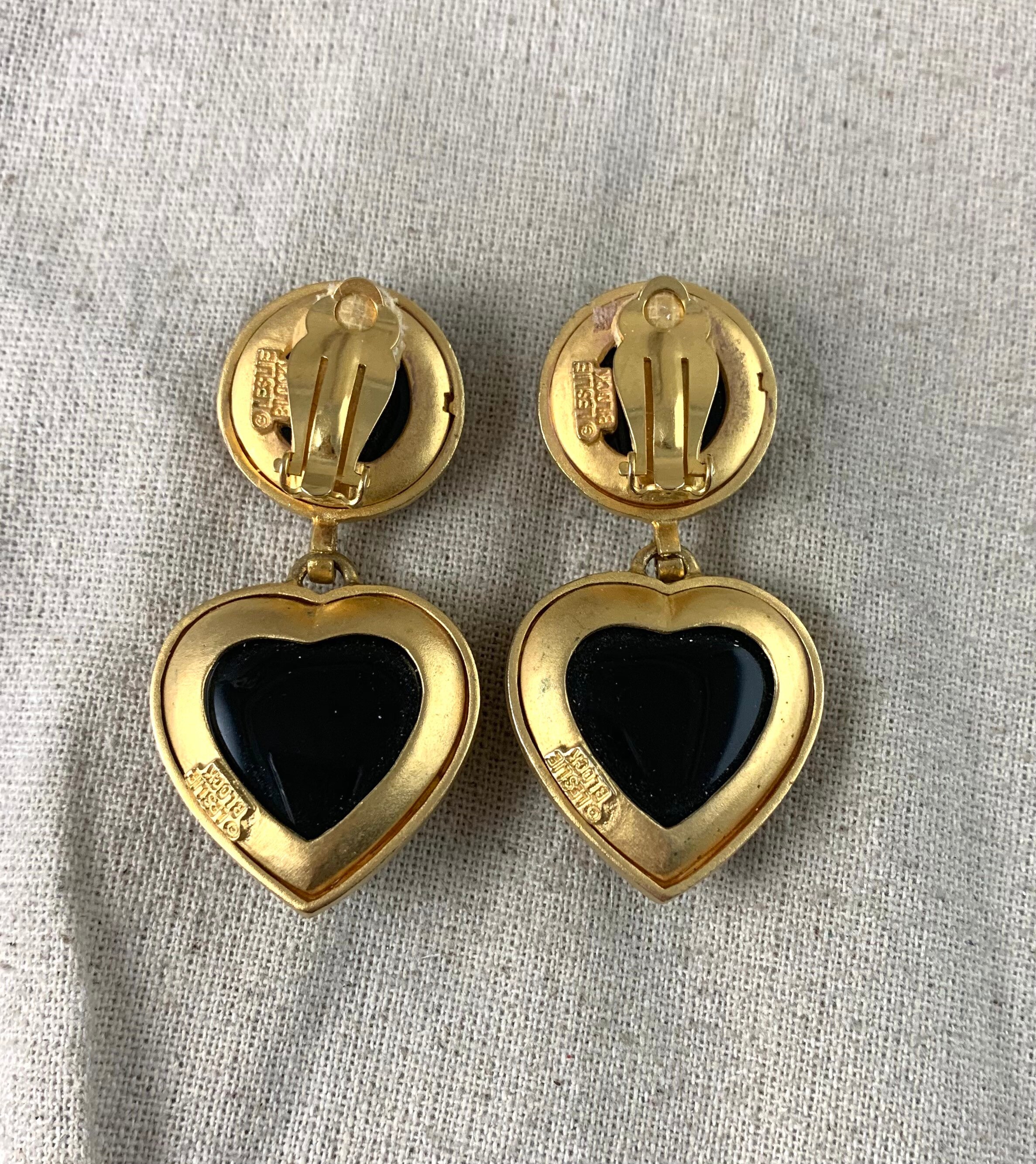 VINTAGE HOLLYWOOD★Two-tone Heart Earrings ピアス Leslie Block Couture Heart Clip on Earrings, 2 1/2