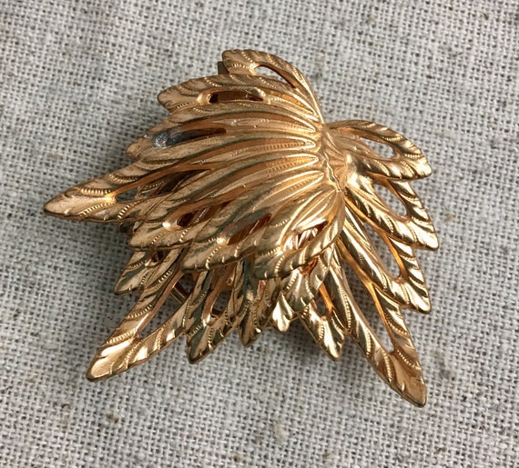 Brevete SGDG Gold Tone Dress Clip, French, leaves, an… - Gem