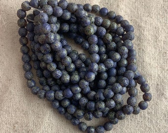 Czech Glass Round Druk Beads in Purple with Heavy Picasso and Etched Finish, 6 mm, 1 mm hole, 30 beads per strand