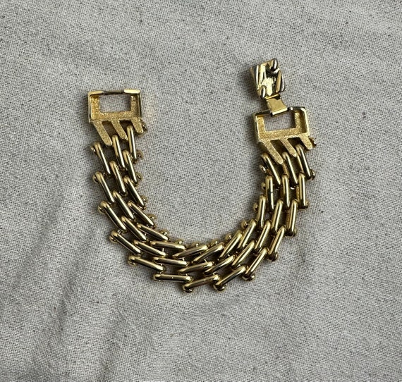 Vintage Link Bracelet, 8" long, 3/4" wide, gold t… - image 1