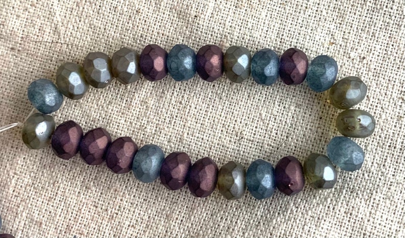 Czech Glass Faceted Rondelle Beads in Frosted Jewel Tones 1 mm hole 8 mm 25 beads per strand
