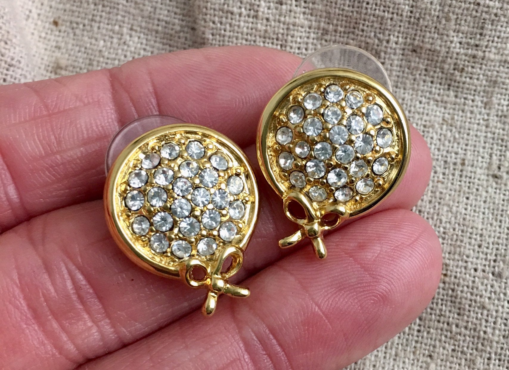 Rhinestone Earrings 7/8 X 3/4 Vintage Etsy UK
