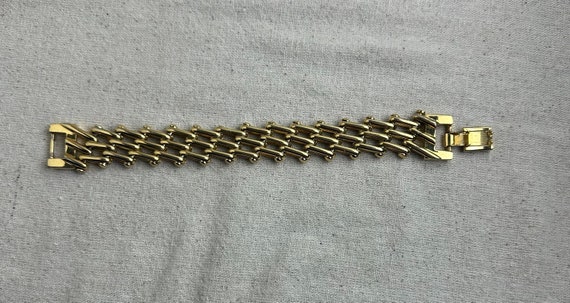 Vintage Link Bracelet, 8" long, 3/4" wide, gold t… - image 3