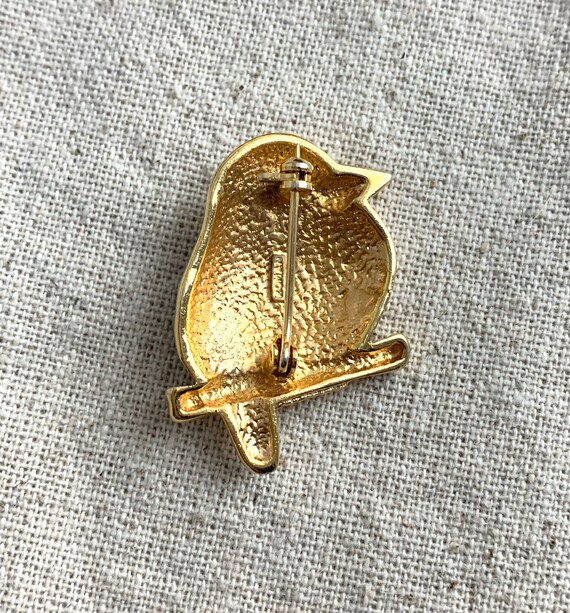 Bird Brooch by Roman, vintage, 1 3/8" x 1", gold … - image 2