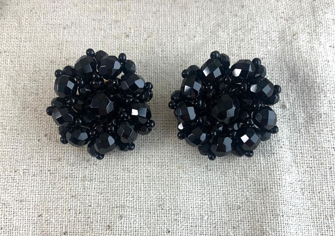 Vintage Cluster Bead Clip on Earrings 1 1/2 in Etsy