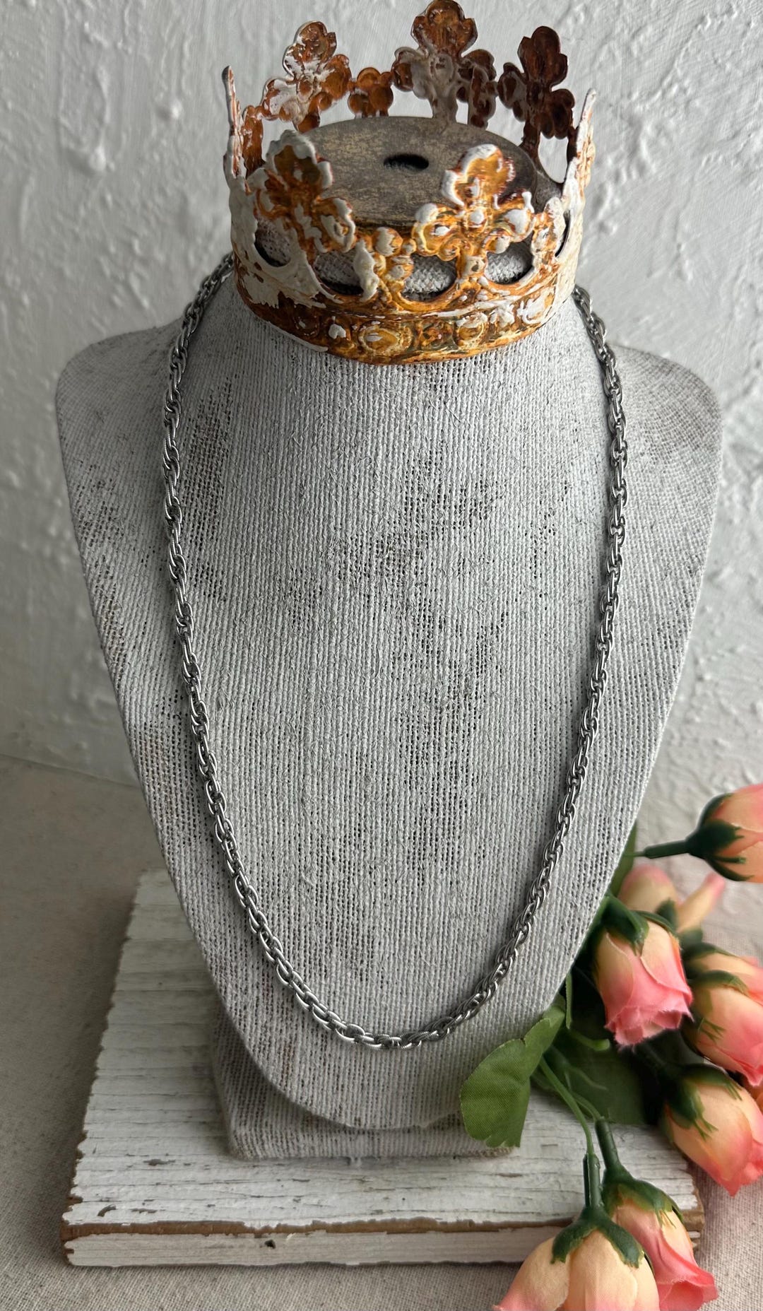 Textured Rope Chain Textured Link Rope Chain Necklace, Silver Tone Base Metal, Unbranded - Etsy