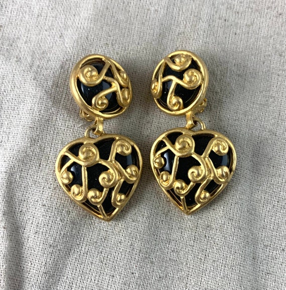 Leslie Block Couture Heart Clip on Earrings, 2 1/2