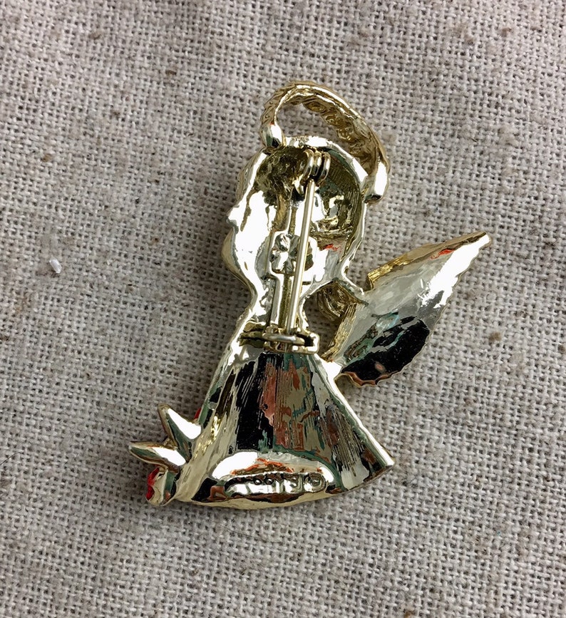 Gerry's Vintage Christmas Angel Brooch Gold Tone Base Etsy