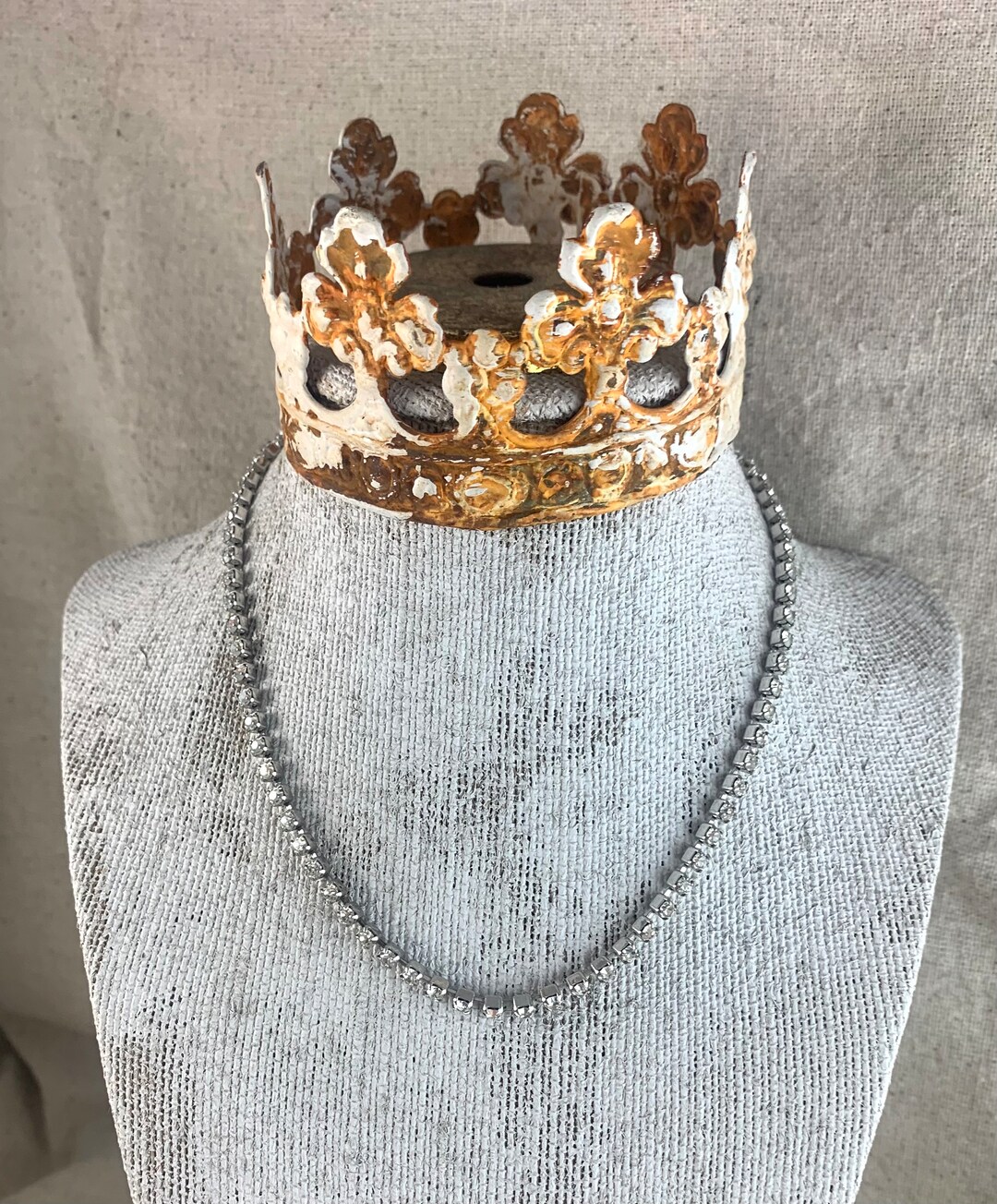 Vintage Rhinestone Cup Chain Necklace 14 Long Silver Etsy