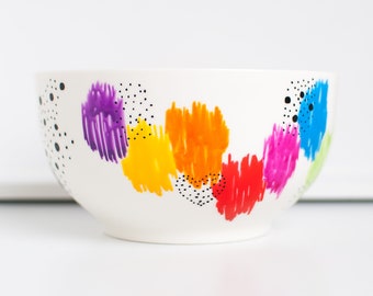 Rainbow Bowl - Colorful Bowl - Breakfast Bowl - Soup Bowl - Cereal Bowl - Snack Bowl - Rainbow Gifts for Women - Housewarming Gift for Women