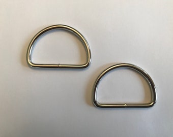 Set of 2 D rings Dee rings for 2 inch 2" webbing belts collars Nickel