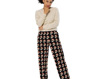 Pantaloni del pigiama neri di Babbo Natale: pantaloni da casa natalizi in stile afrocentrico