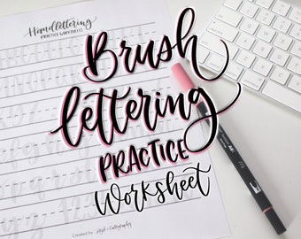 Brush Lettering practice worksheet