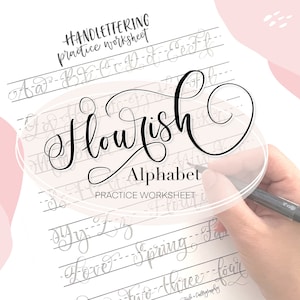 Bloei alfabet handlettering oefenwerkblad