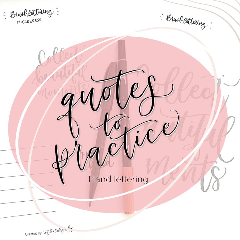 Set of 5 Quotes to Practice Brush Lettering Worksheets - Etsy
