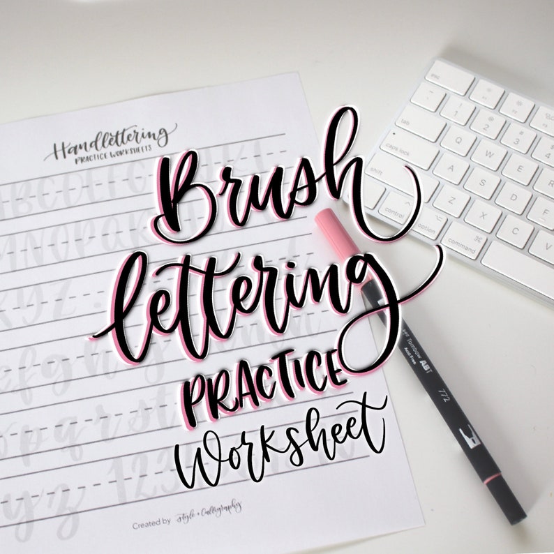 Brush Lettering practice worksheet image 1