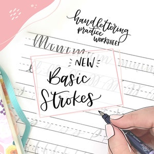 New Handlettering practice worksheet Basic strokes