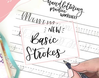 New Handlettering practice worksheet Basic strokes
