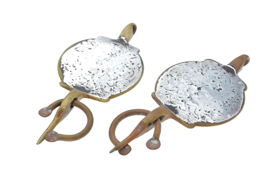 Antique Tizerzai fibulae Ida ou Semlal Anti Atlas Morocco silver applied on copper alloy women garment fasteners