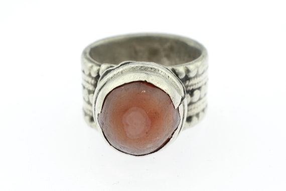 Antique tribal silver and carnelian ring from Oman.