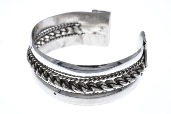 Ethnic Sinai bracelet. Antique tribal Bedouin Palestinian, Egyptian silver cuff