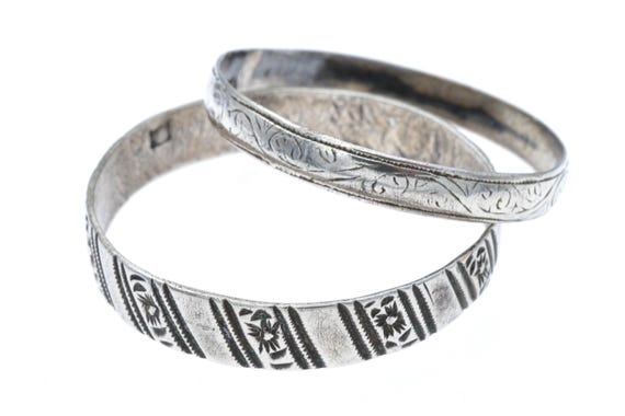 Old Ethnic Berber Silver Child Bracelets. Antique Amazigh Jewelry from Northern Morocco
