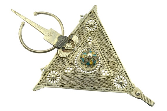 Antique WORMHOLE fibulae from Western Anti-Atlas. Old TIZERZAI N TAOUKA Moroccan Tribal Fibula.