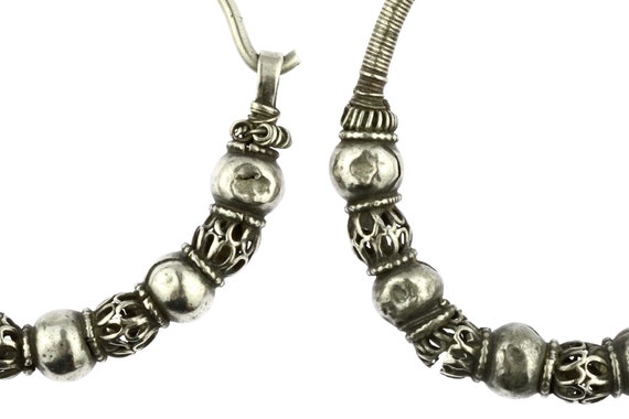 Antique Bedouin tribal Earrings - Oman / Yemen / Saudi Arabia Silver Hoop Earrings - Middle East Gauged Hoop Earrings
