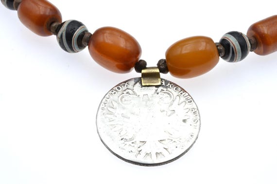 Old Ethiopian necklace with Austrian Maria Theresa thaler bakelite beads and Venetian trade beads