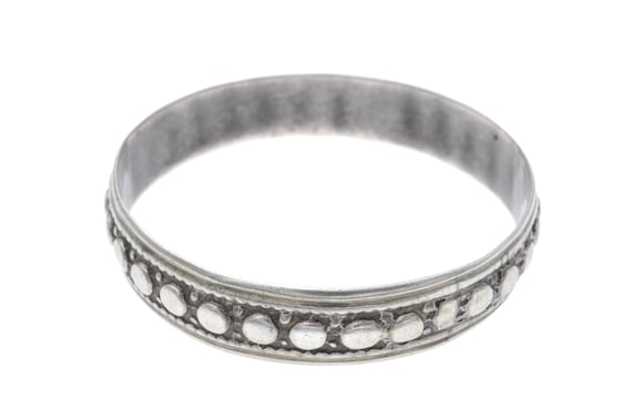 Antique Mauritanian Tribal Bracelet - Solid Silver with Engraved and Raised Bead Motifs