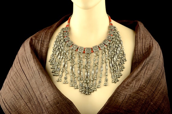 Old mediterranean red coral beads Pectoral neckla… - image 7