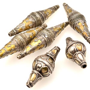 Lot of 6 old Turkmen beads in gilded silver