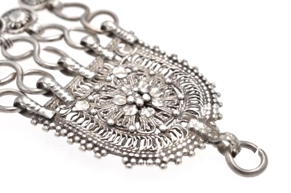 Old Bedouin tribal Bawsani-style pendant or hair ornament. Antique Yemeni high grade silver Amulet pendant