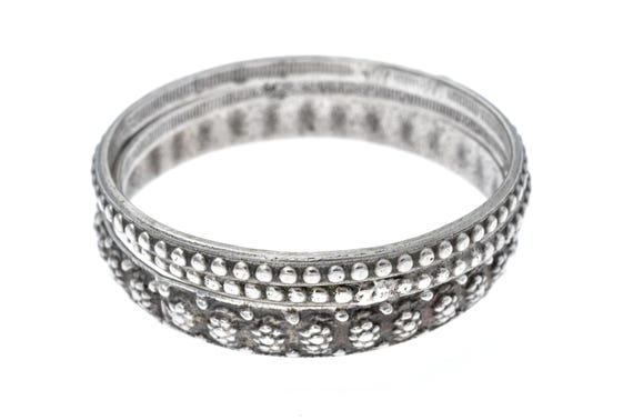 Old tribal silver Chaoui bracelets. 3 Algerian ethnic bracelets from the Aurès Mountains