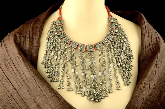 Old mediterranean red coral beads Pectoral neckla… - image 8