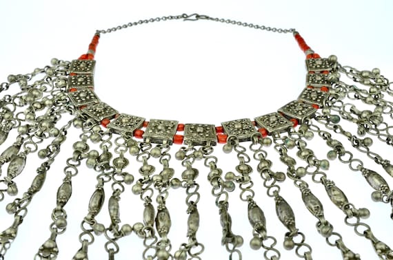 Old mediterranean red coral beads Pectoral neckla… - image 1
