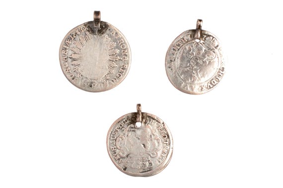 18th century Austro-Hungarian silver coins mounted as pendants