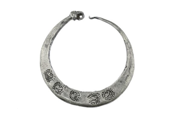 Heavy Libyan Berber Silver Earring. Antique Tribal Headdress Ornament.  Wearable as Bracelet